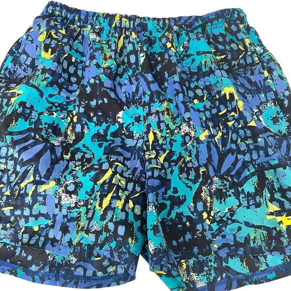 Vtg 90s Nike Shorts Swim Trunks Print All Over Running Baggies Funky Y2k - Picture 6 of 9